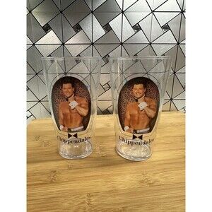 Chippendales Rio Las Vegas Male Dancer Nathan Minor Plastic Drinking Cups Set 2